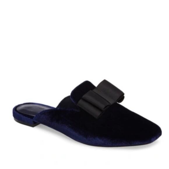 Joie Crushed Blue Velvet Mules Size 6 - Picture 1 of 7